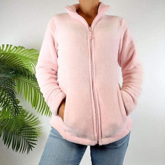 Women's Pink Barbiecore Casual Teddy Fuzzy Girly Lightweight Jacket / Small - Picture 1 of 4